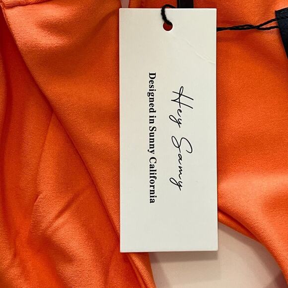 Hey Samy Tessa Orange Cropped Top & Midi Bodycon Two Piece Skirt Set NWT - Picture 12 of 16